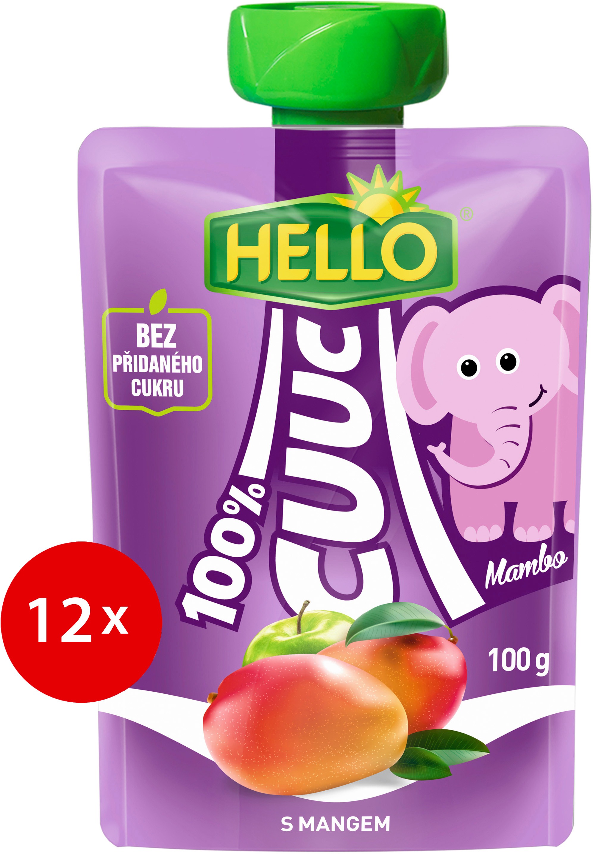 HELLO CUUC 100% ovocná kapsička s mangem 12× 100 g