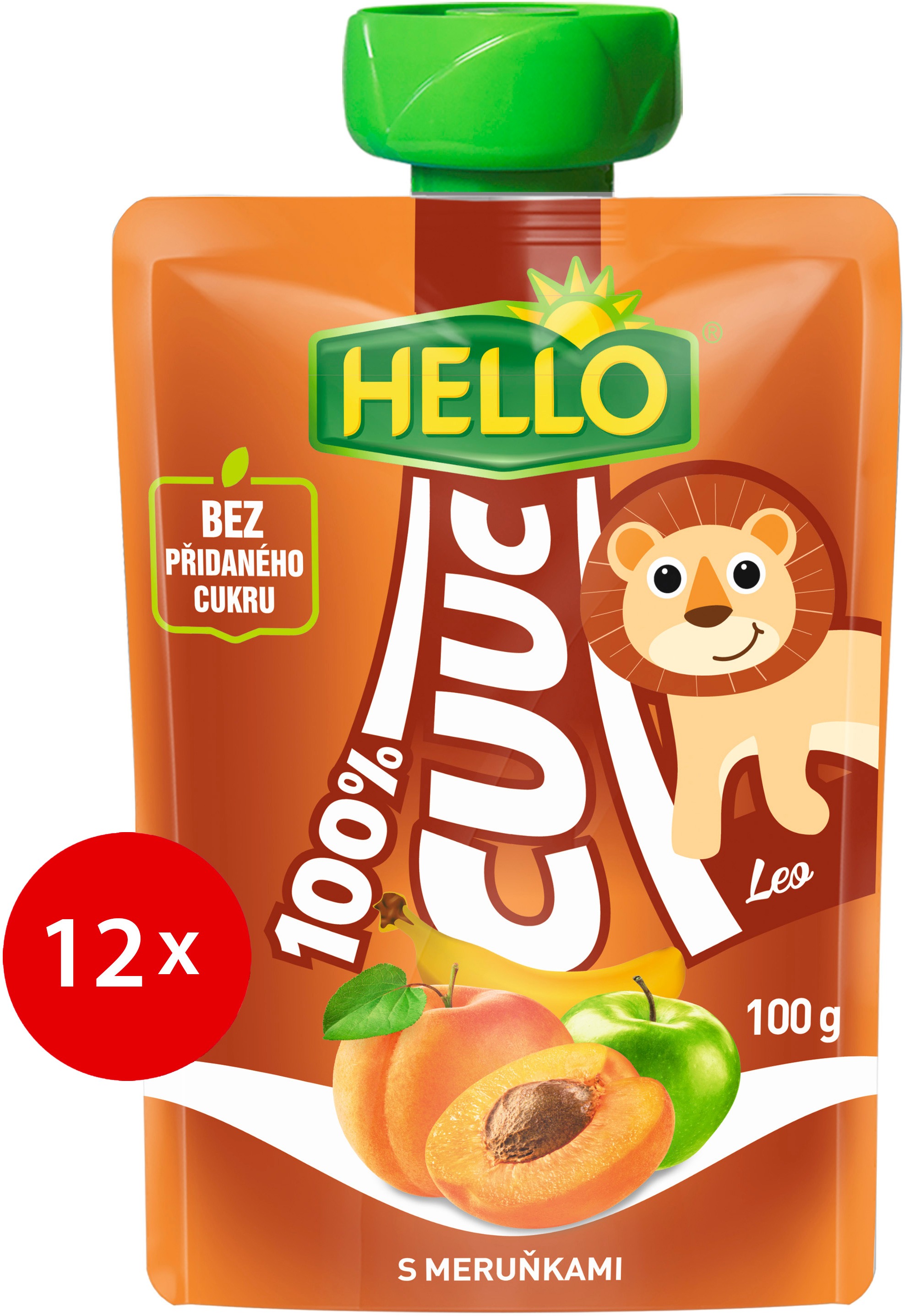 HELLO CUUC 100% ovocná kapsička s meruňkami 12× 100 g