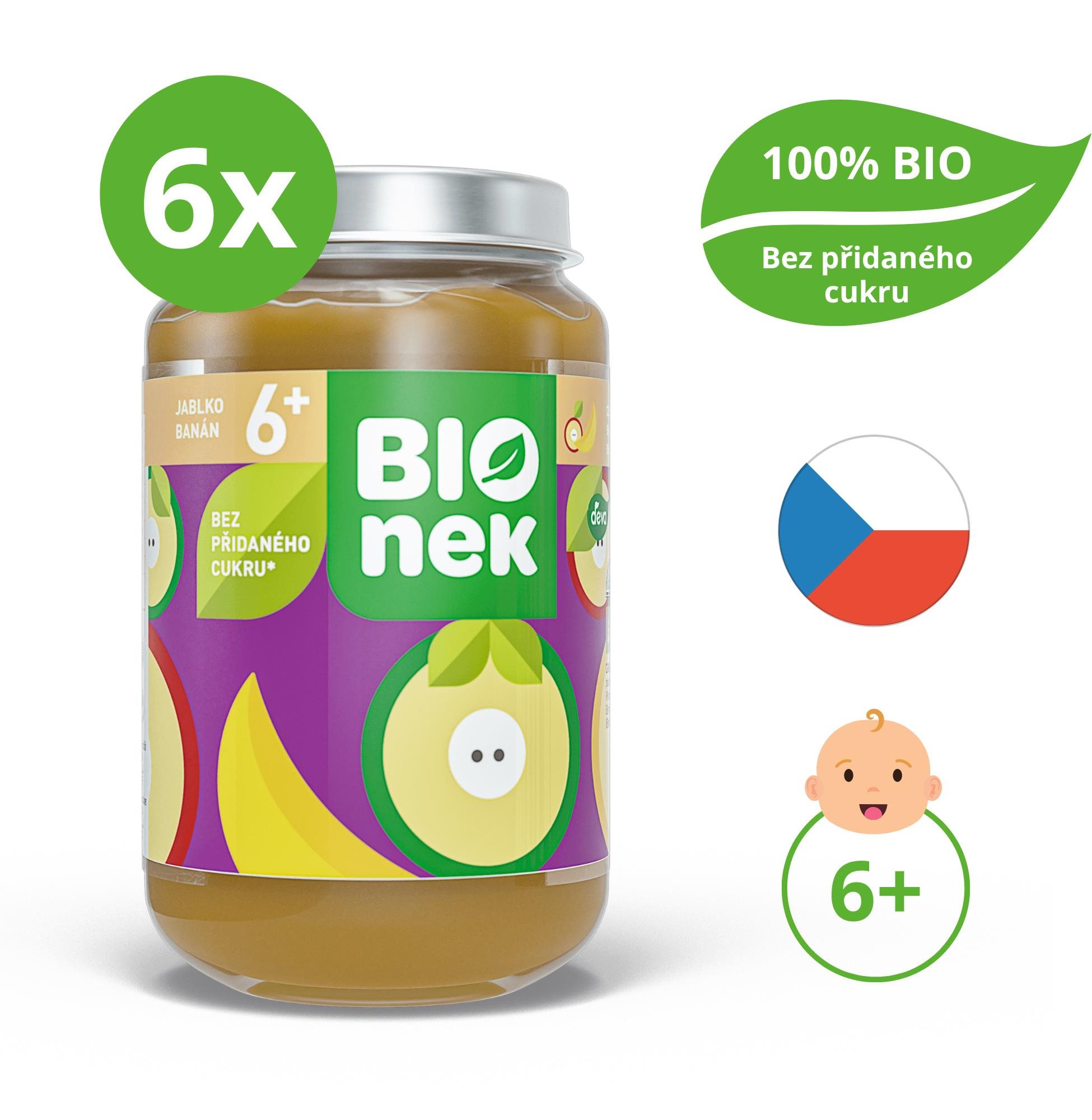 BIOnek BIO jablko a banán 6× 190 g