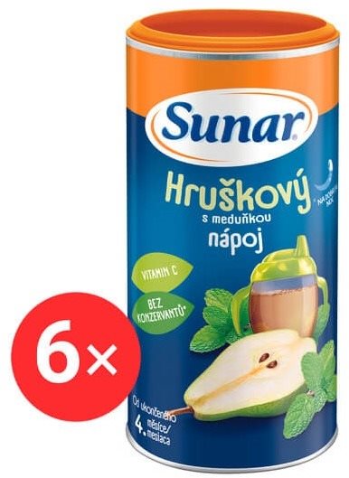 Sunar rozpustný nápoj meduňkový s hruškami 6× 200 g