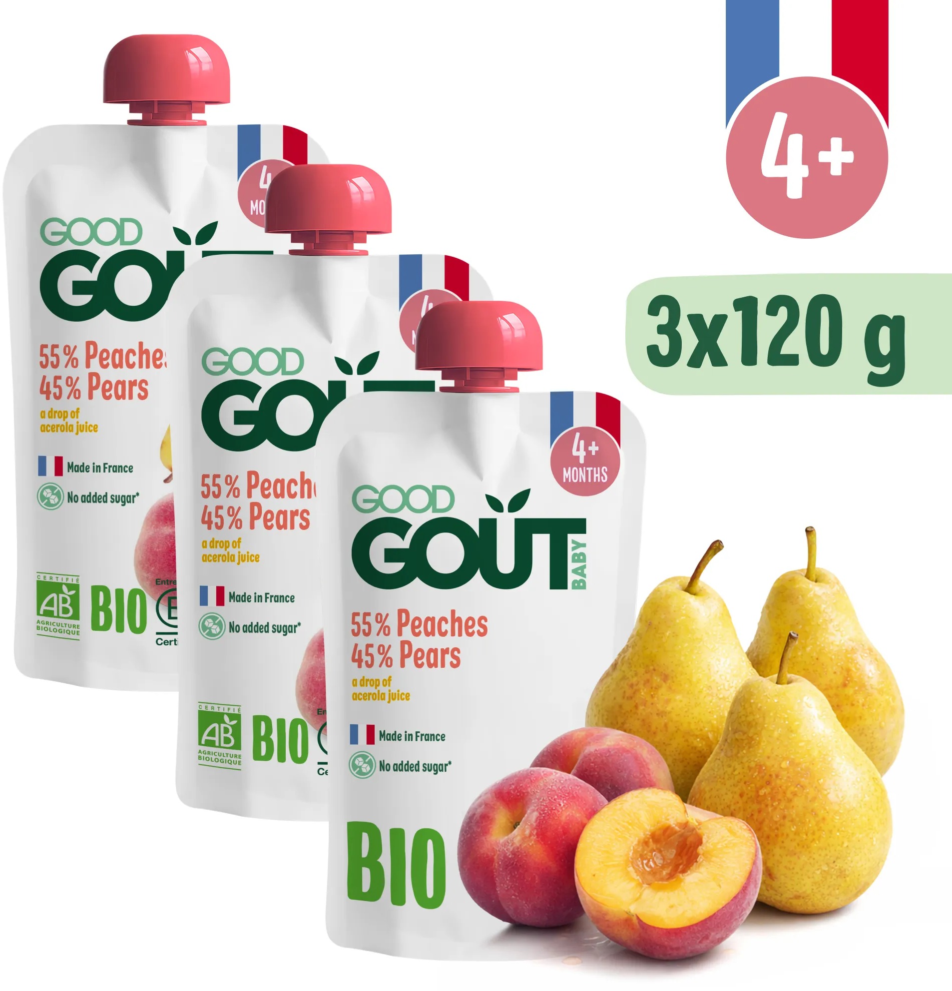 Good Gout BIO Broskev s hruškou 3× 120 g