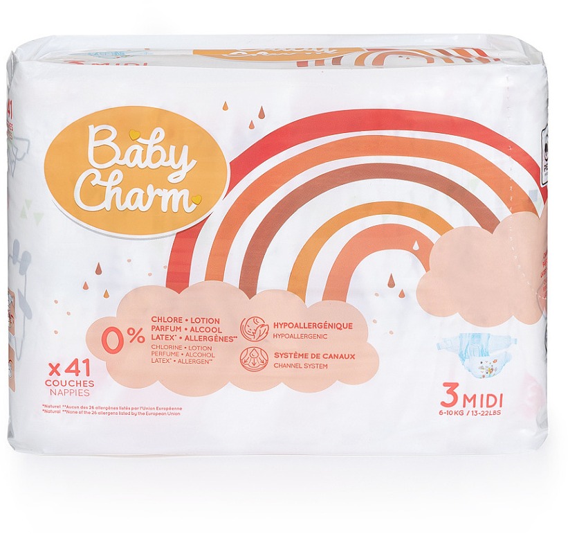 BABY CHARM Premium Super Dry Flex vel. 3 Midi, 4-9 kg (41 ks)