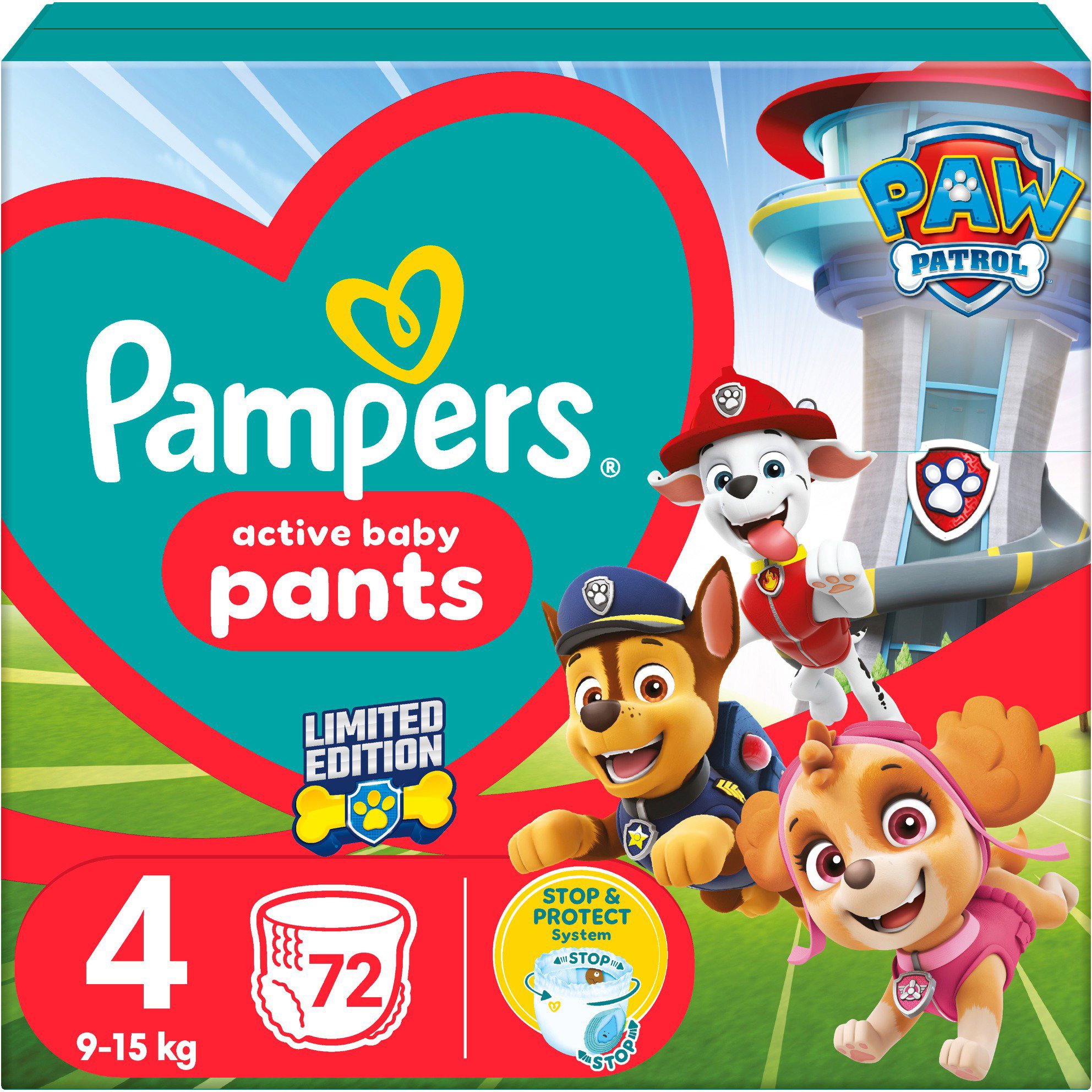 PAMPERS Active Baby Pants Paw Patrol vel. 4 (72 ks)