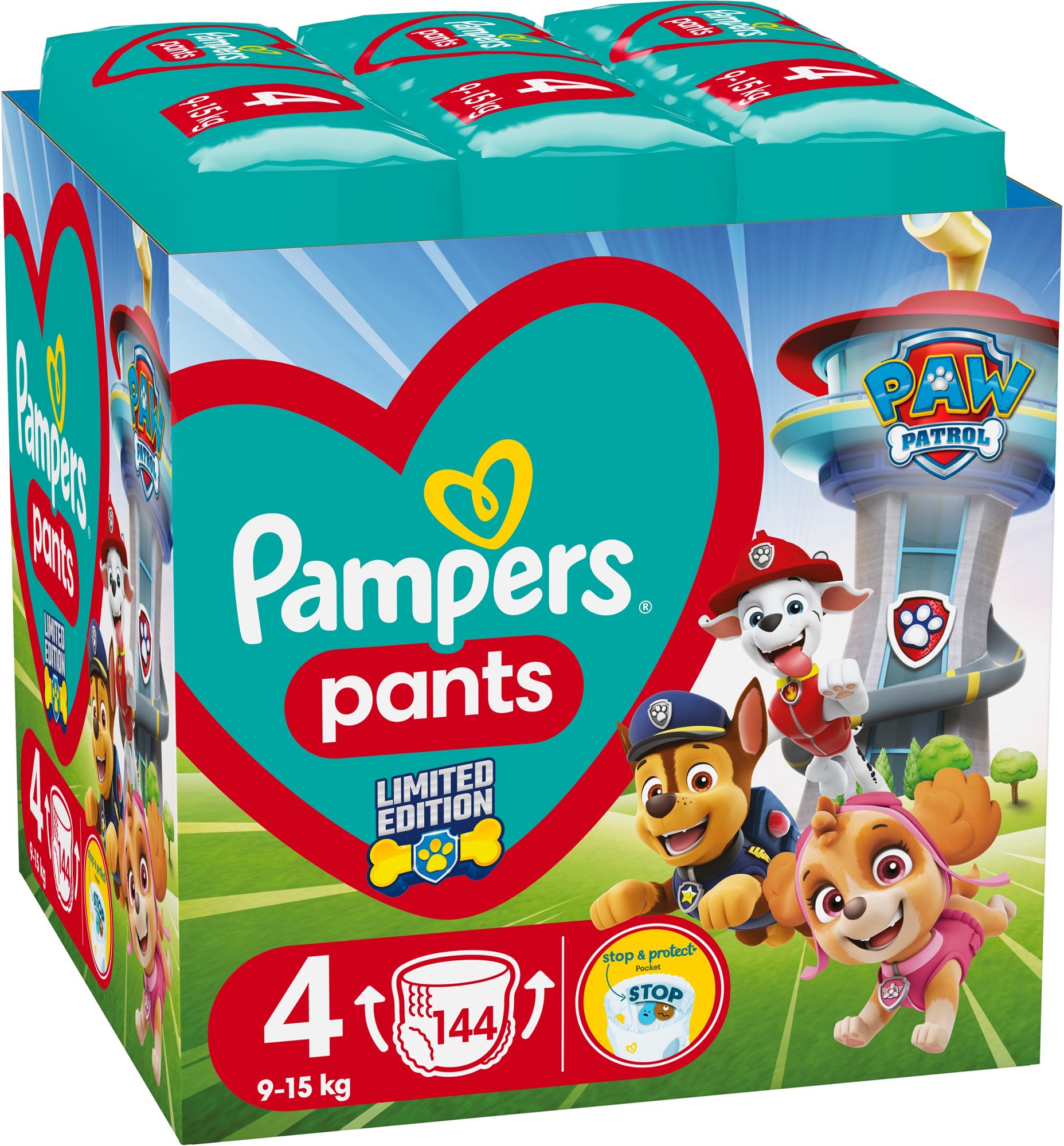 PAMPERS Active Baby Pants Paw Patrol vel. 4 (144 ks)