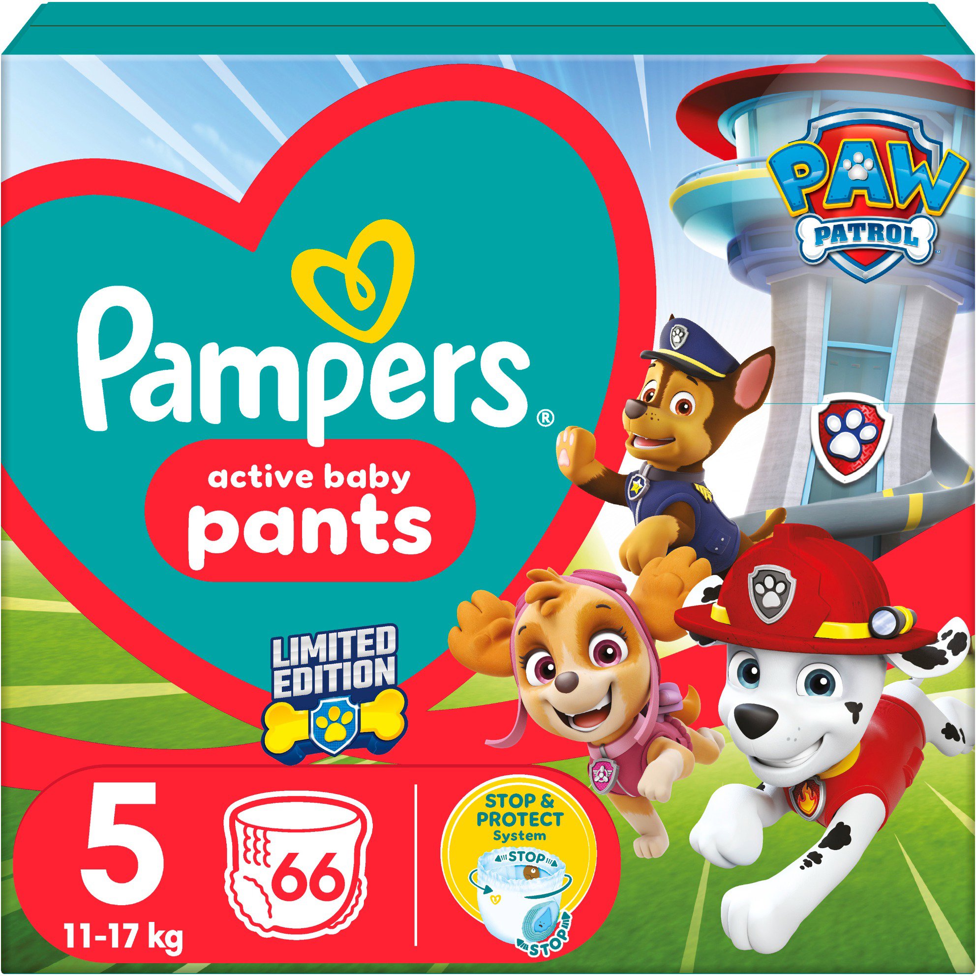 PAMPERS Active Baby Pants Paw Patrol vel. 5 (66 ks)
