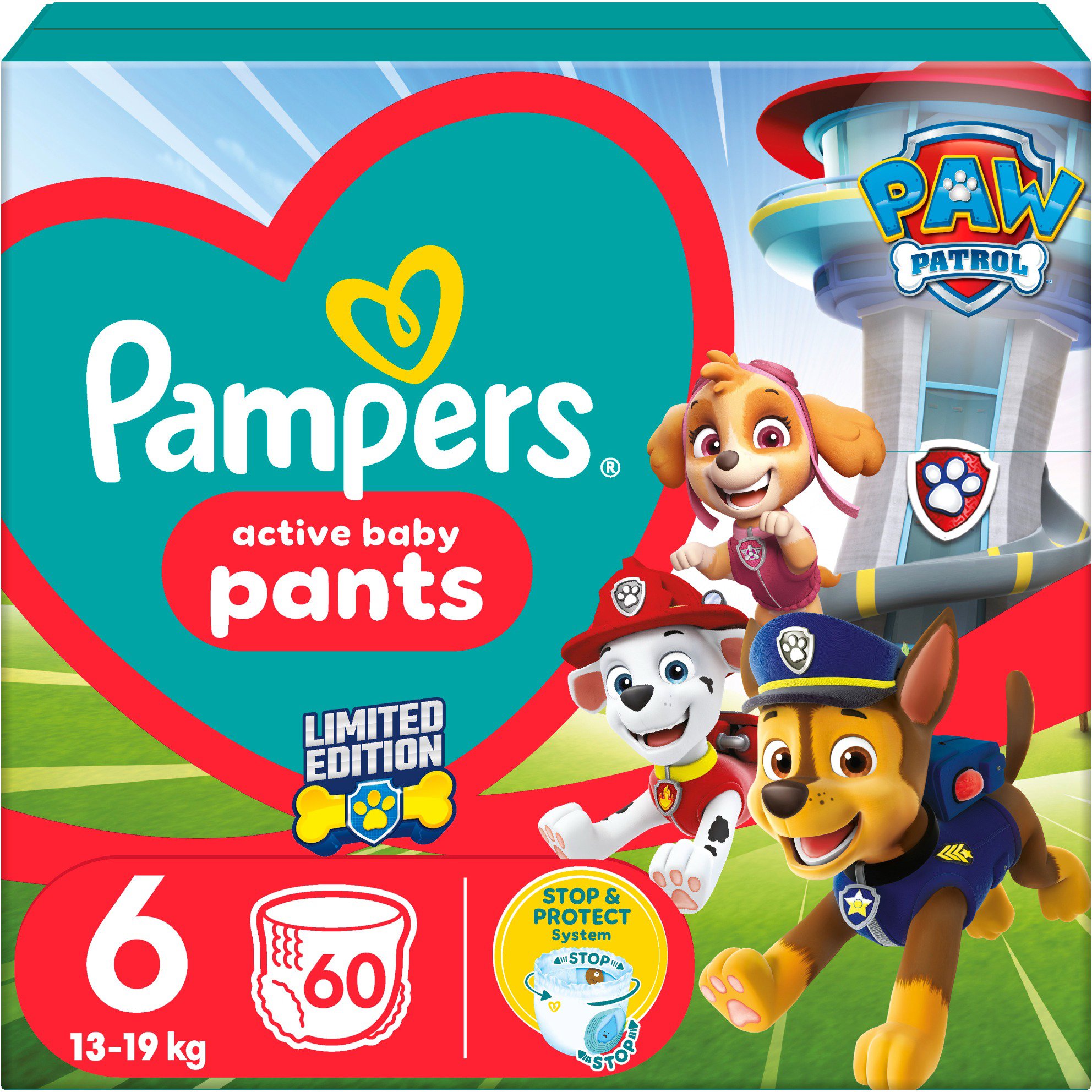 PAMPERS Active Baby Pants Paw Patrol vel. 6 (60 ks)