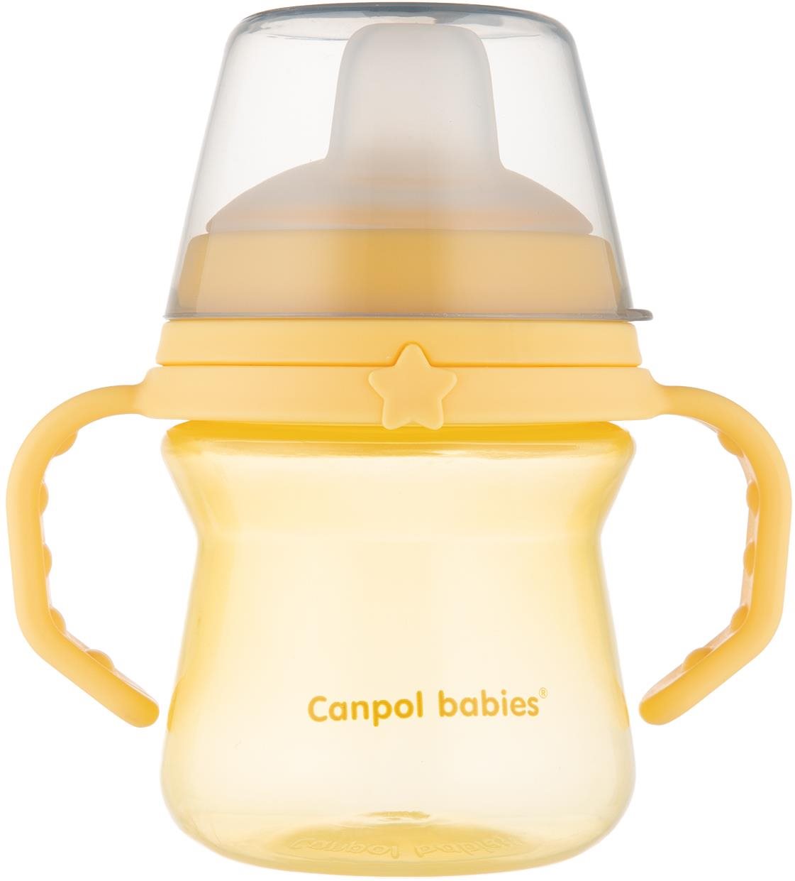 Canpol babies hrneček se silikonovým pítkem FirstCup 150 ml, žlutý