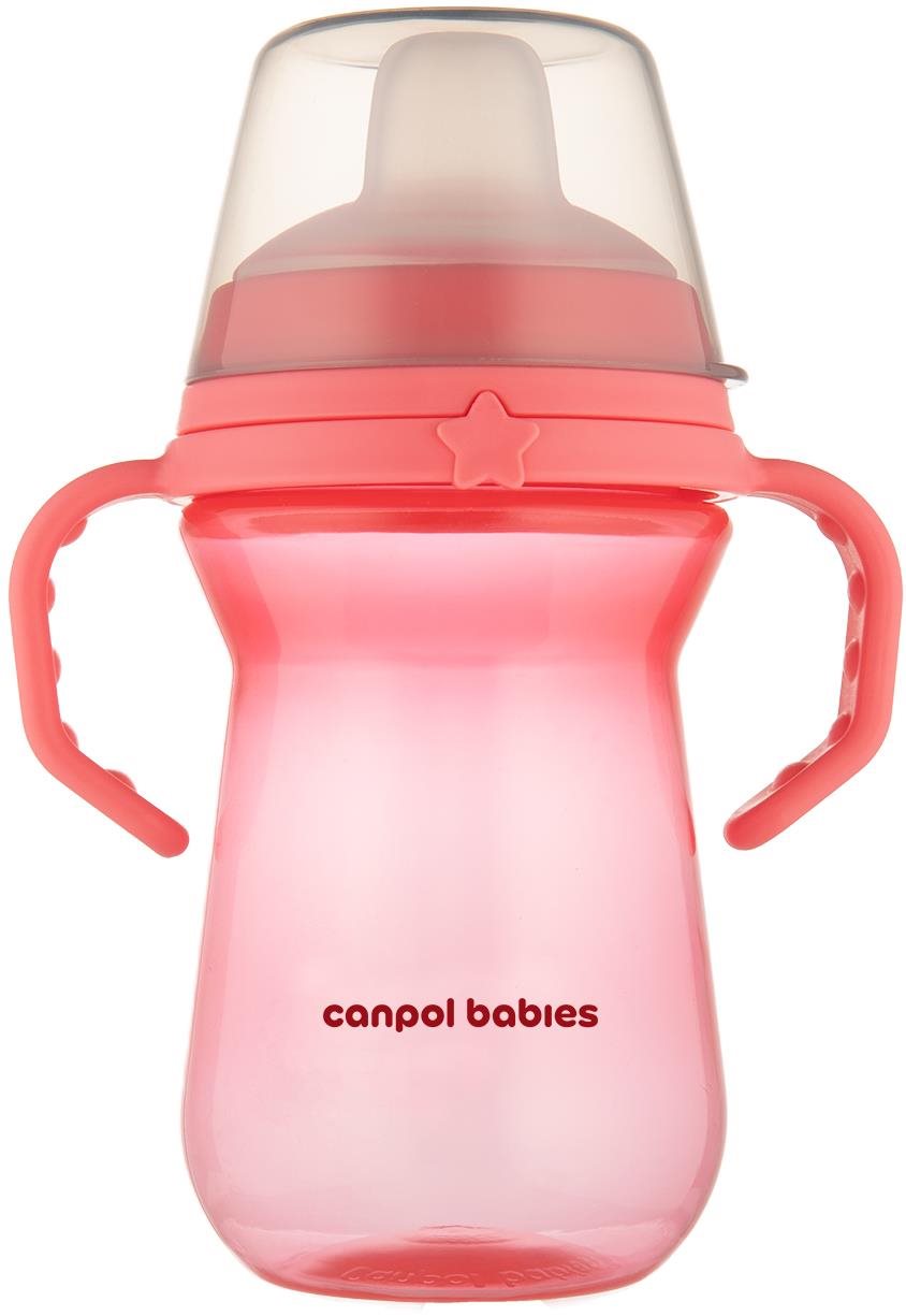 Canpol babies hrneček se silikonovým pítkem FirstCup 250 ml, růžový