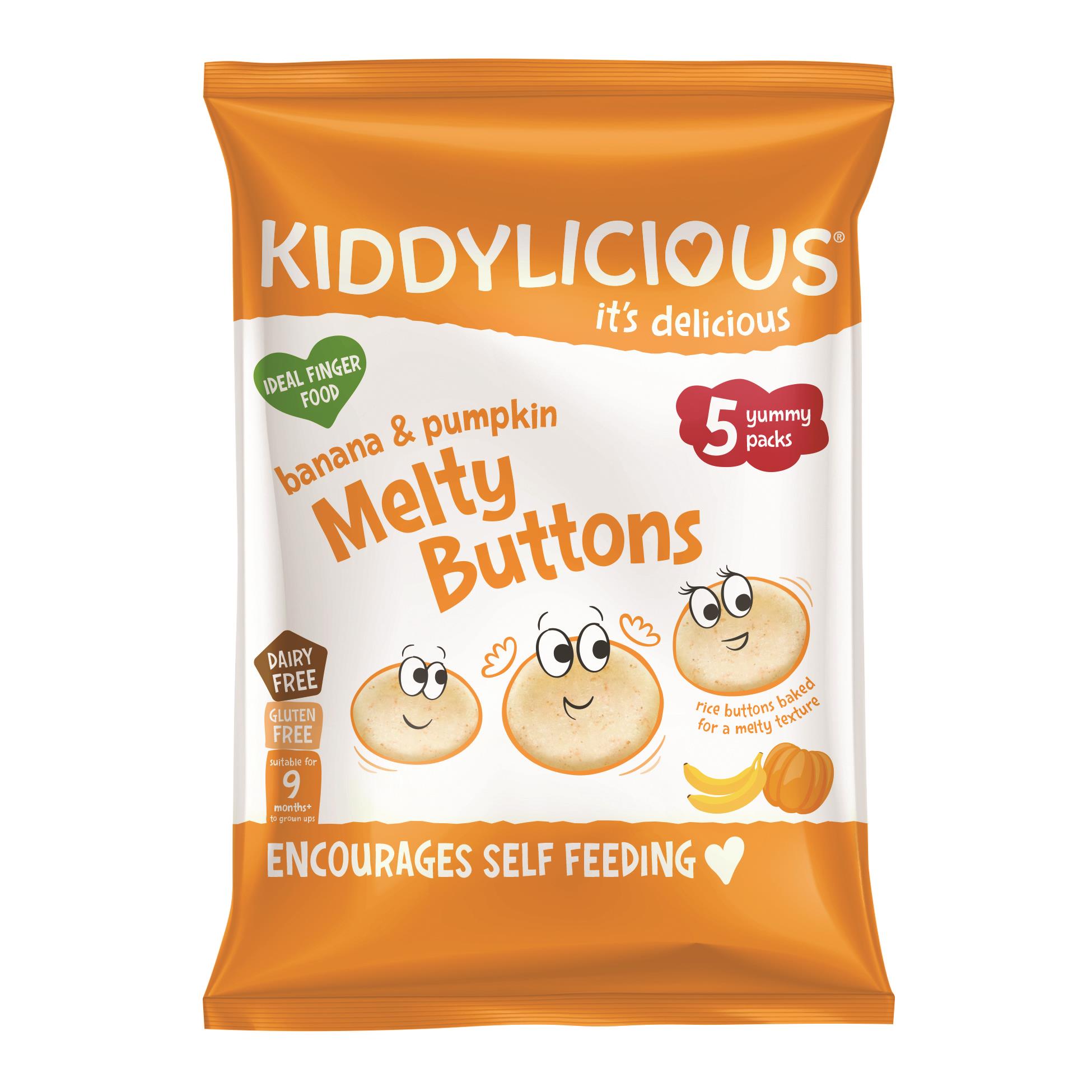 Kiddylicious Ovocno-zeleninové knoflíčky Banán s dýní 30 g (5× 6 g)
