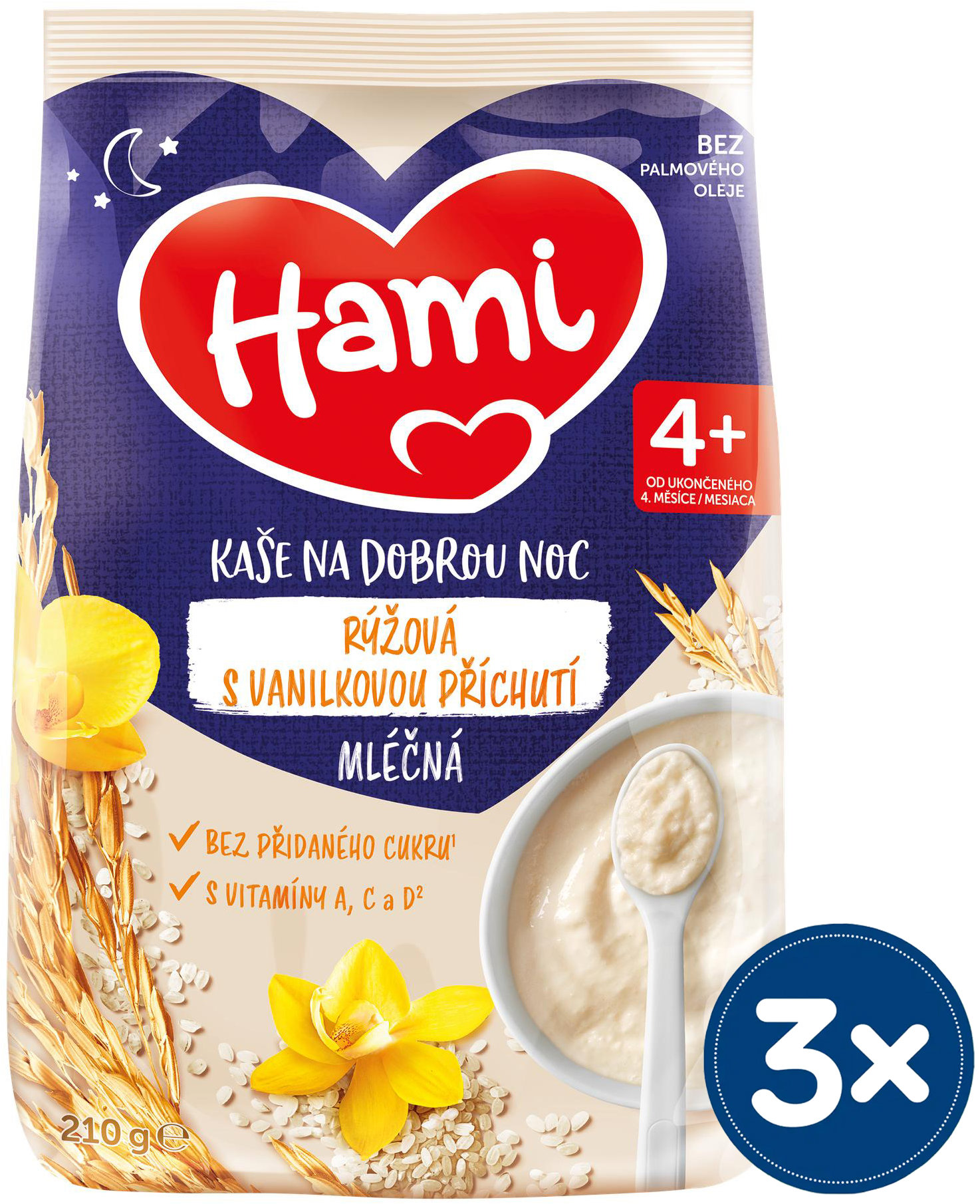 Hami mléčná kaše rýžová s vanilkovou příchutí 3× 210 g