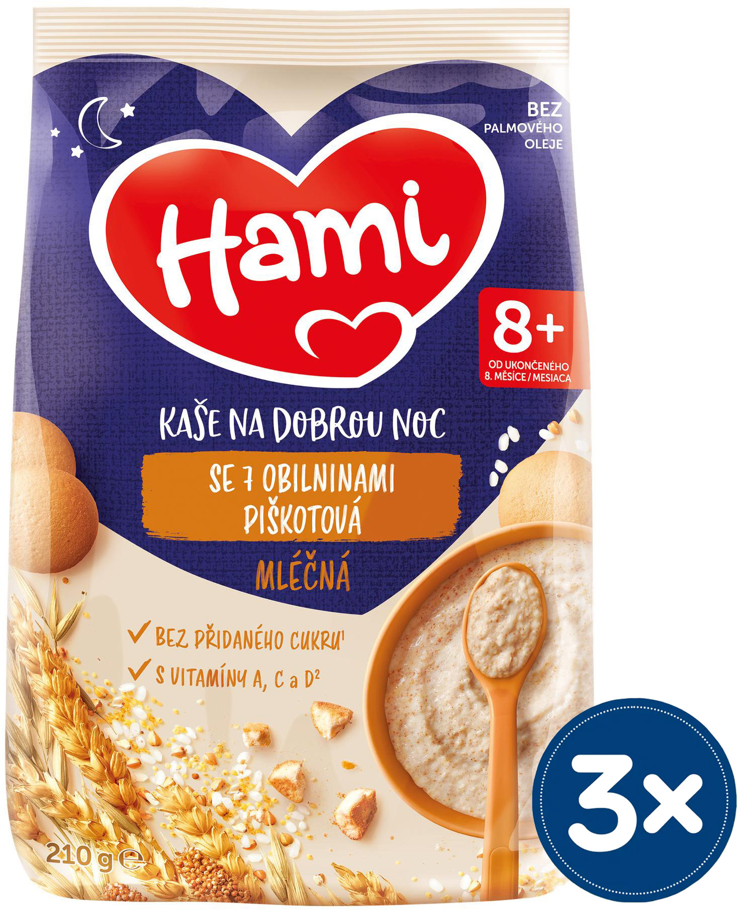 Hami mléčná kaše se 7 obilninami piškotová 3× 210 g