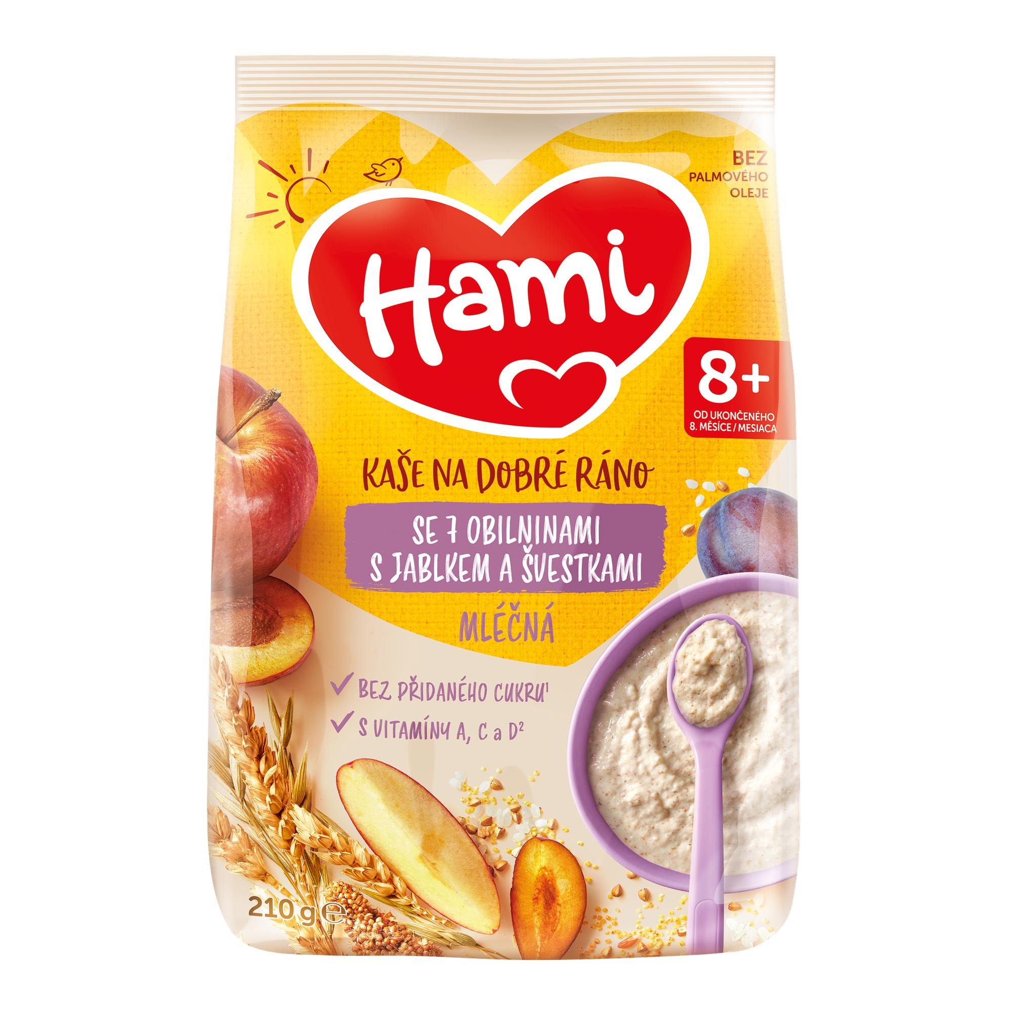 Hami mléčná kaše se 7 obilninami s jablkem a švestkami 210 g