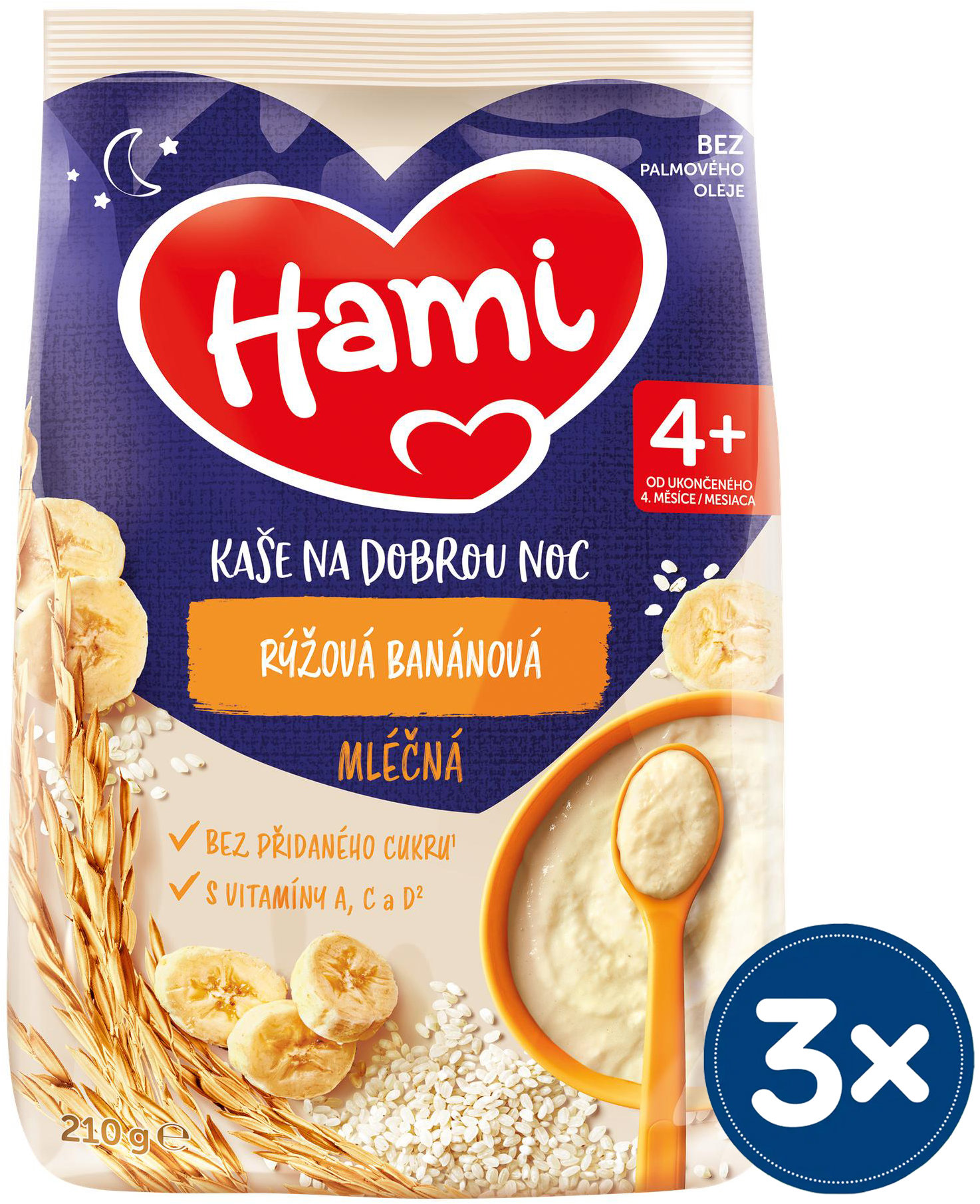 Hami mléčná kaše rýžová banánová 3× 210 g