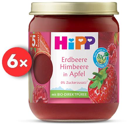 HiPP BIO SUPEROVOCE Jablko, jahody a maliny od uk. 4.-6. měsíce, 6× 160 g