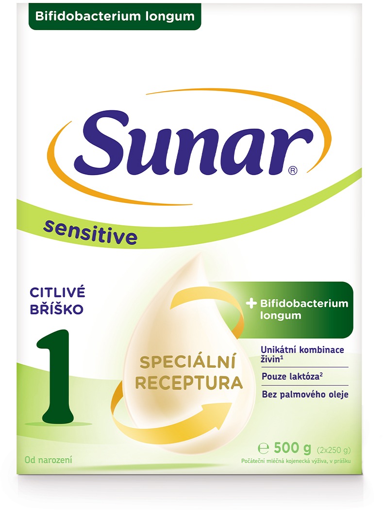 Sunar Sensitive 1 počáteční kojenecké mléko, 500 g
