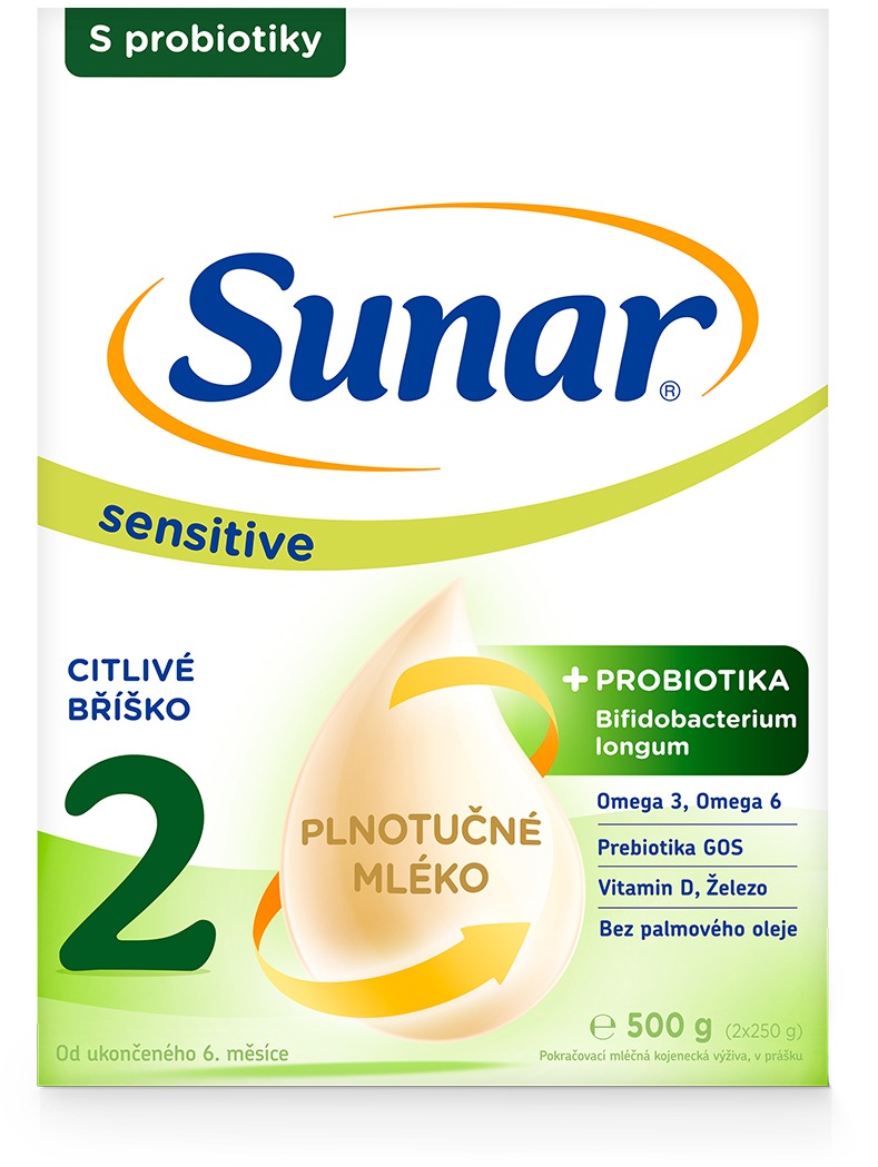 Sunar Sensitive 2 pokračovací kojenecké mléko, 500 g