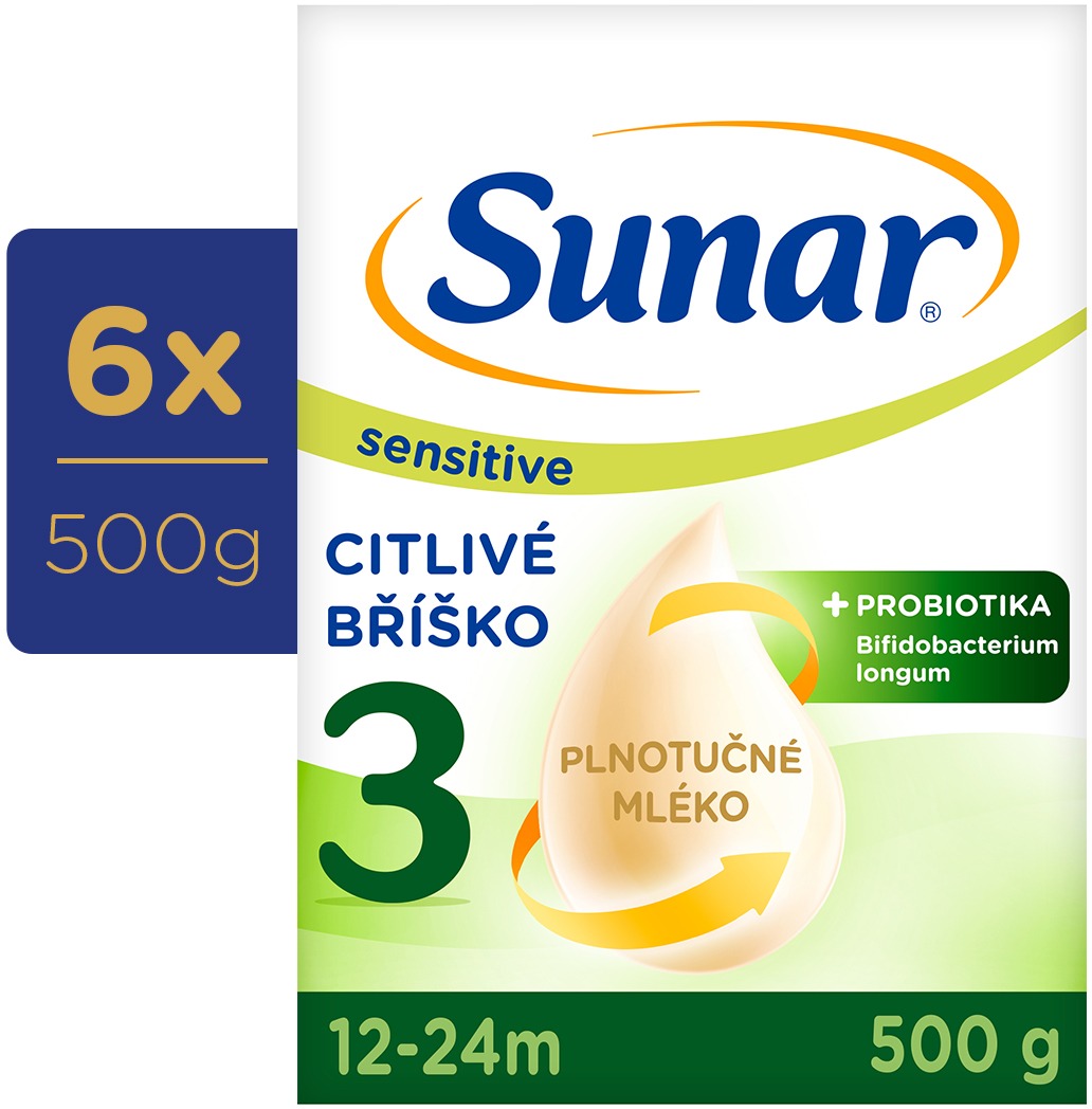 Sunar Sensitive 3 batolecí mléko, 6× 500 g