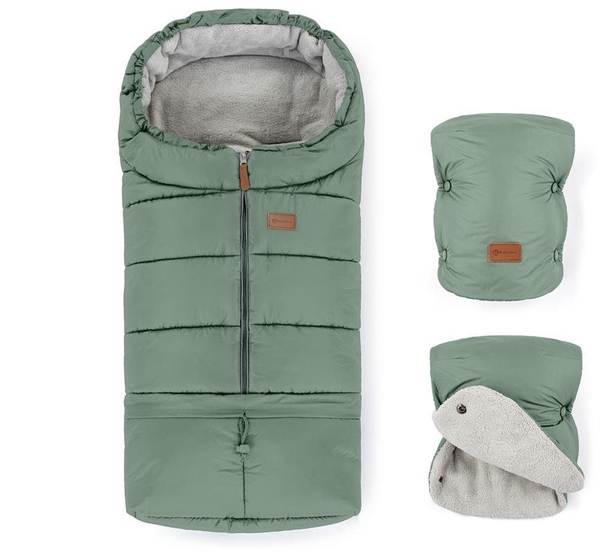 PETITE&MARS Set Fusak Jibot 3v1 + rukavice na kočárek Jasie Pale Eucalypt
