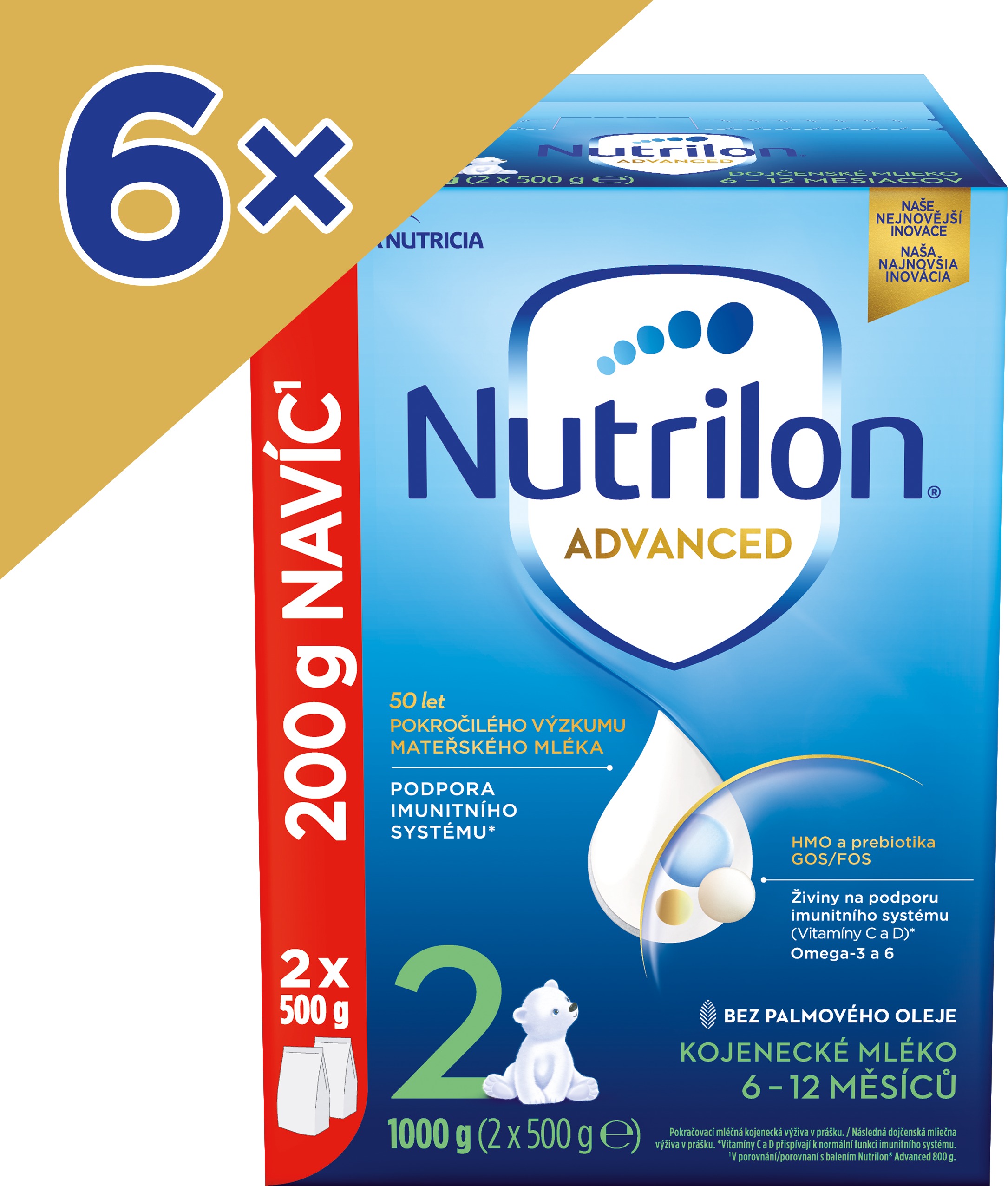 Nutrilon 2 Advanced pokračovací kojenecké mléko 6× 1 kg, 6+