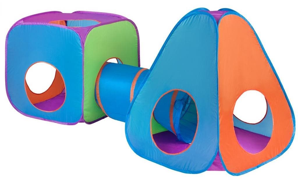 BABY MIX dětský stan 3v1 oranžovo-modrý