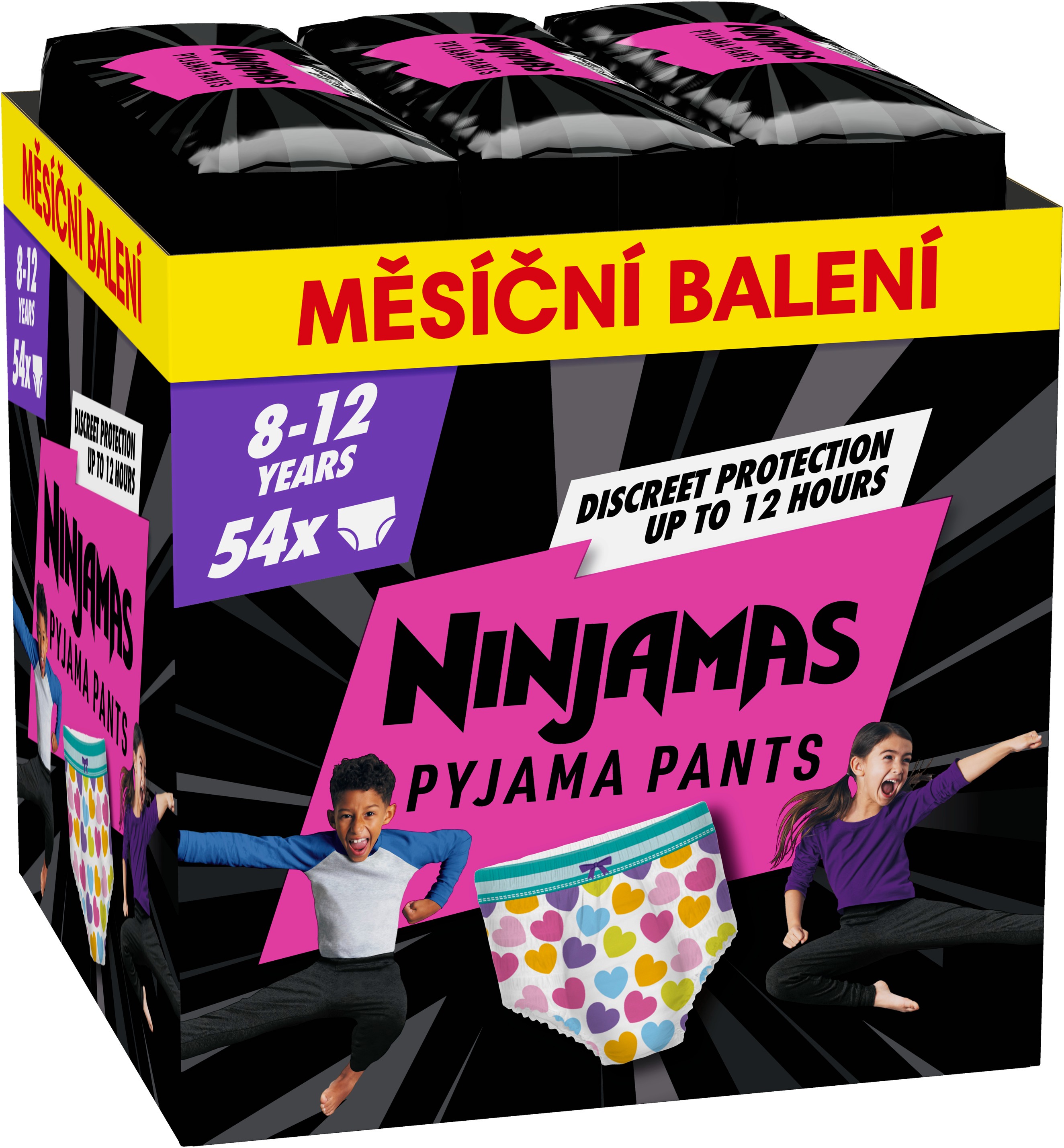 PAMPERS Ninjamas Pyjama Pants Srdíčka 8 – 12 let (54 ks)