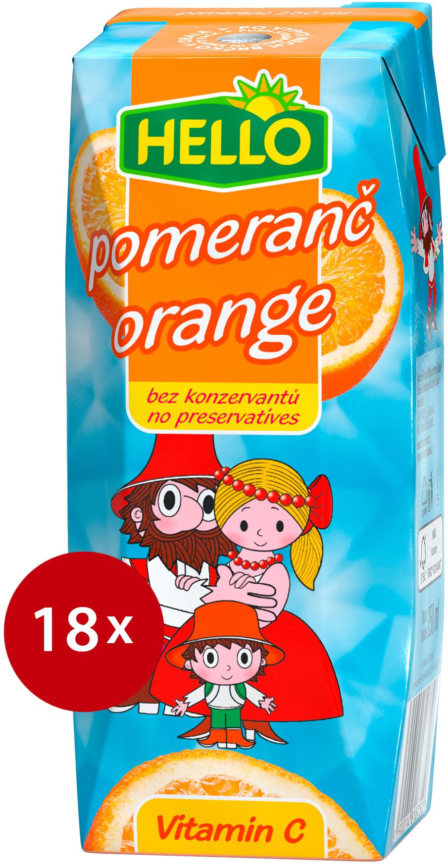 HELLO Mini Pomeranč 18× 250 ml