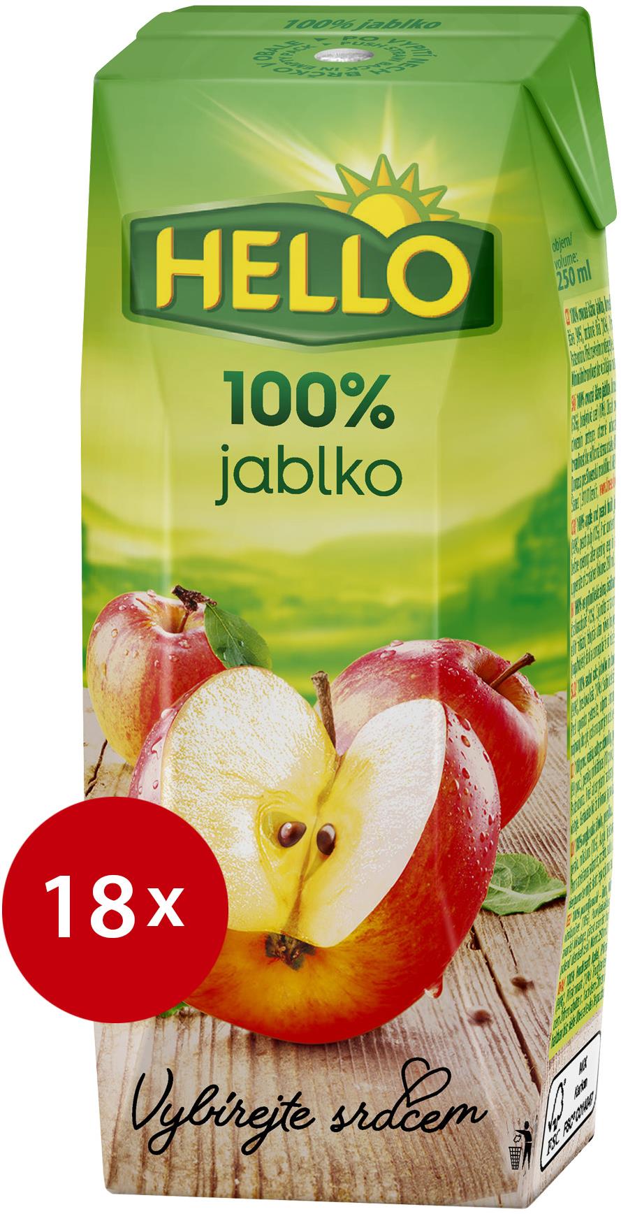 HELLO 100% Jablečná šťáva 18× 250 ml