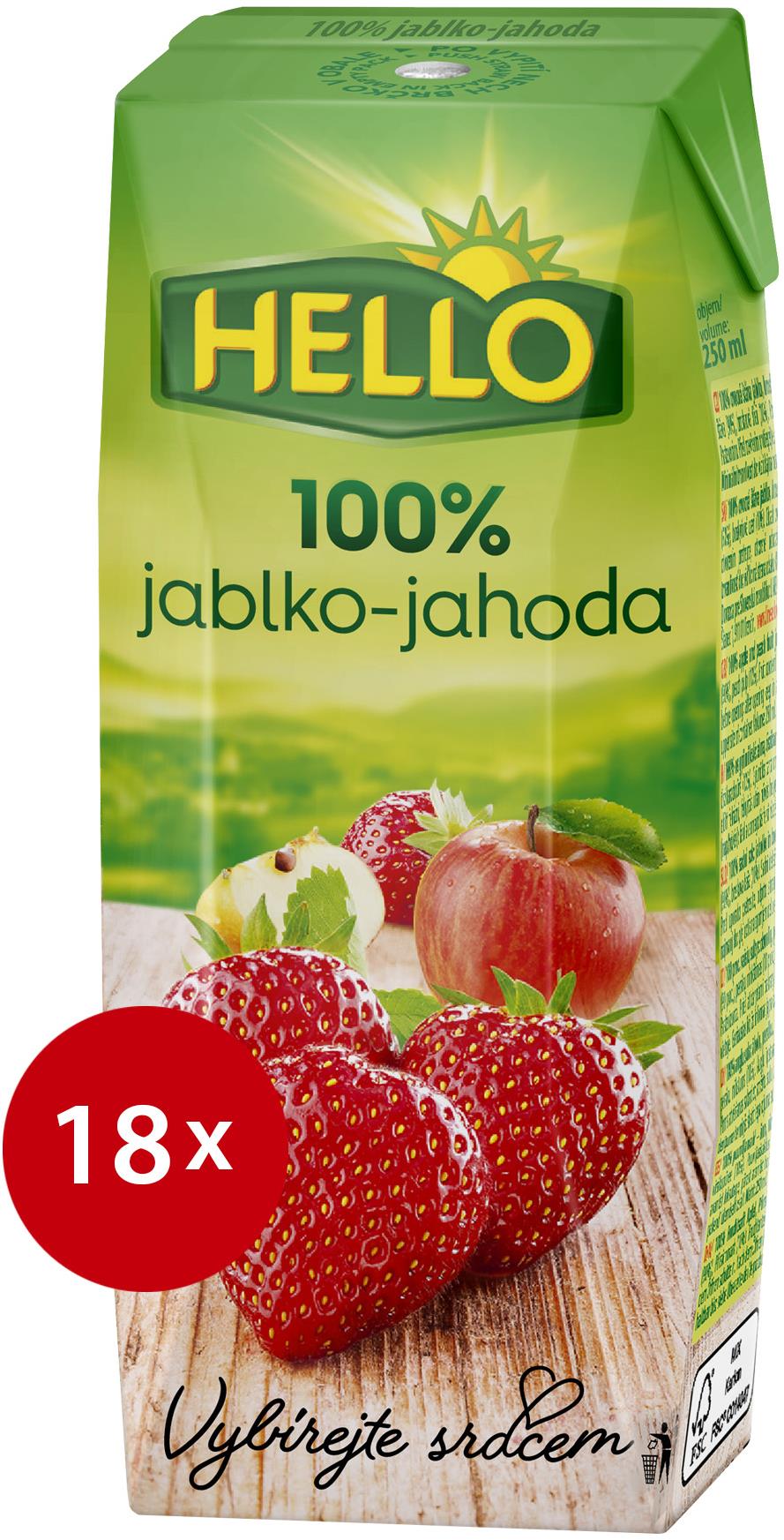 HELLO 100% Jablko-Jahoda 18× 250 ml