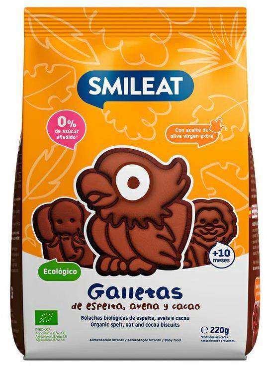 SMILEAT Bio špaldové kakaové sušenky s jablečnou šťávou a extra panenským olivovým olejem a vitamine