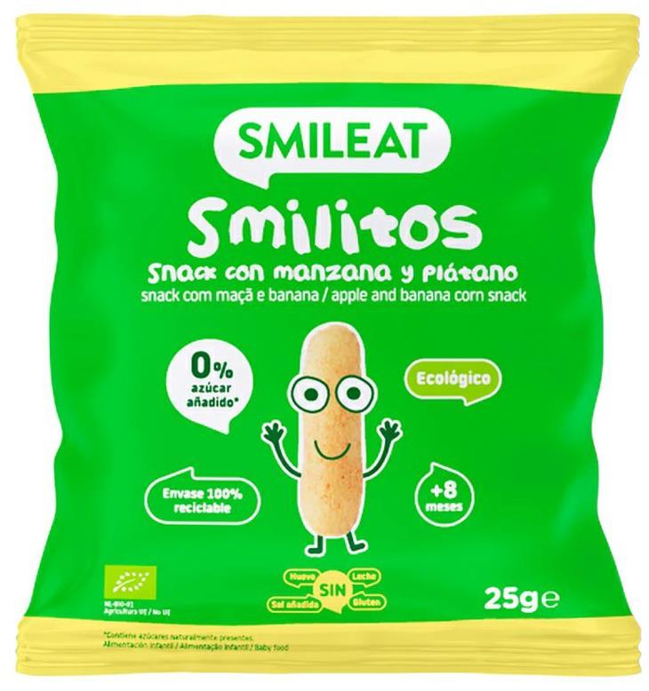 SMILEAT Bio kukuřičné křupky banán a jablko s extra panenským olivovým olejem a vitaminem B1 25 g