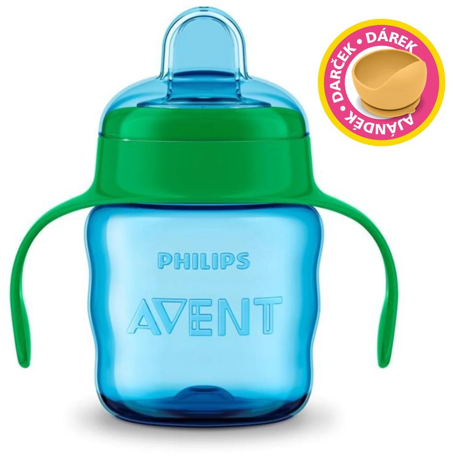 Philips AVENT Hrneček pro první doušky Classic 200 ml chlapec + dárek Petite&Mars miska 6m+