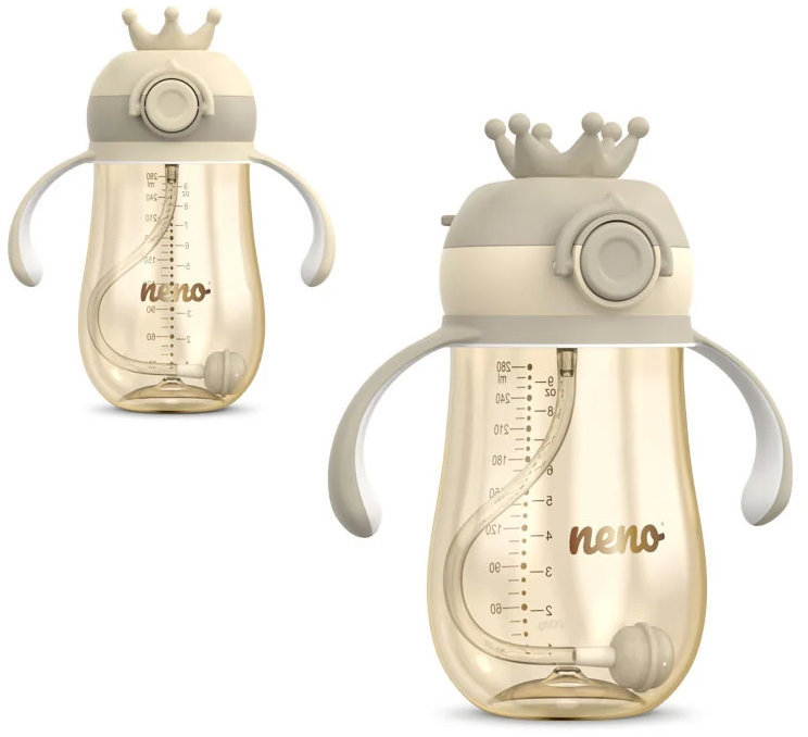 NENO Hrneček se slámkou 280 ml hnědý