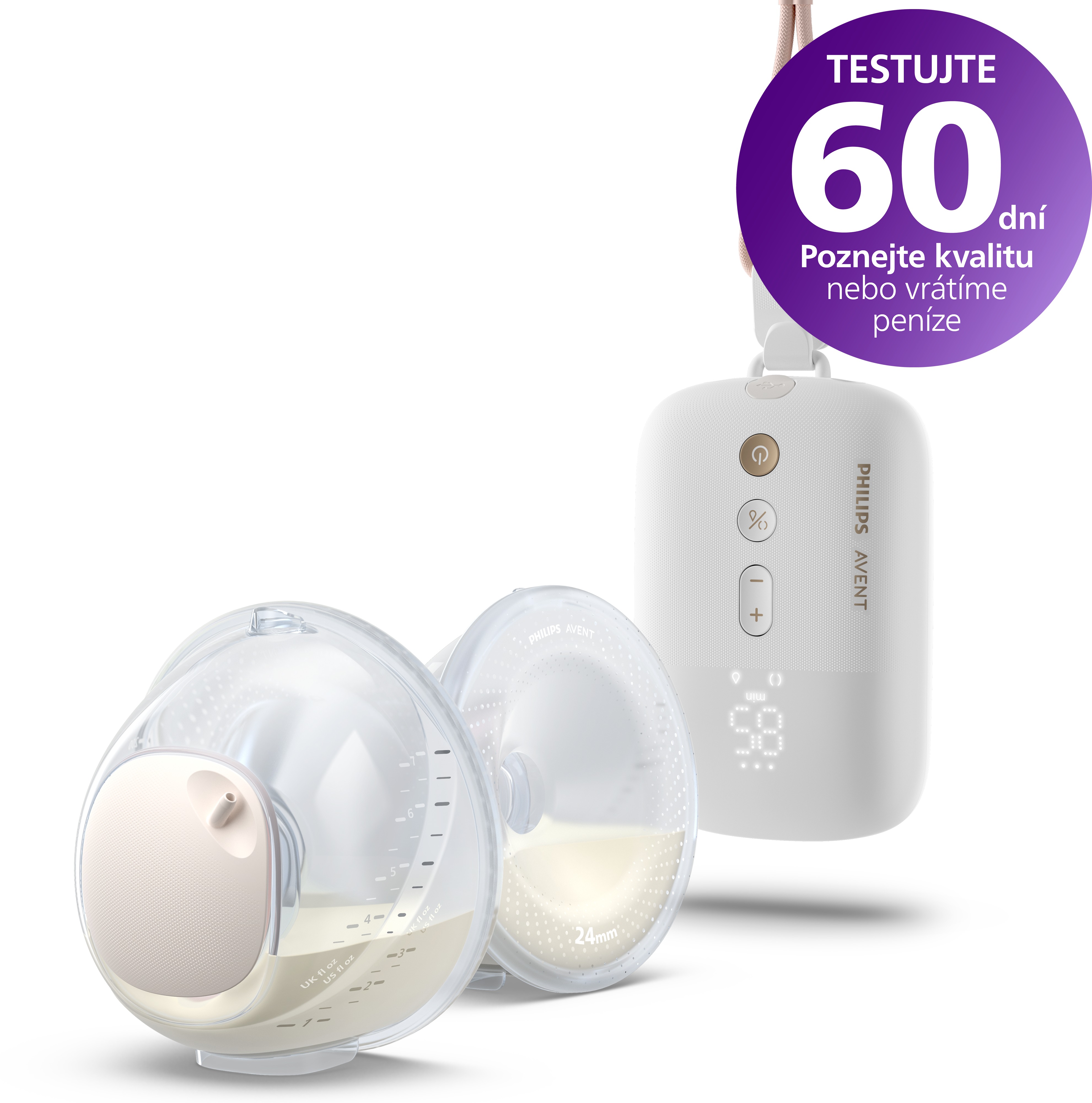 Dvojitá elektrická odsávačka mateřského mléka Philips Avent Hands-Free Premium Plus SCF532/11