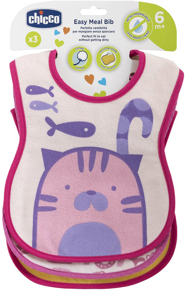 CHICCO Bryndák bavlněný pink 6 m+, 3 ks