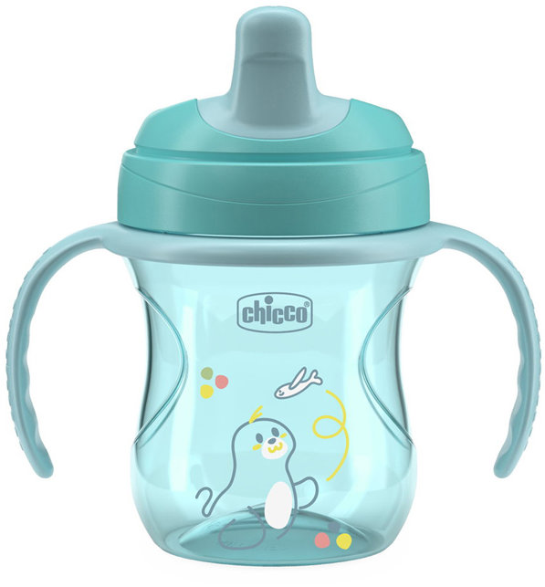CHICCO Hrneček Training s držadly 200 ml, teal
