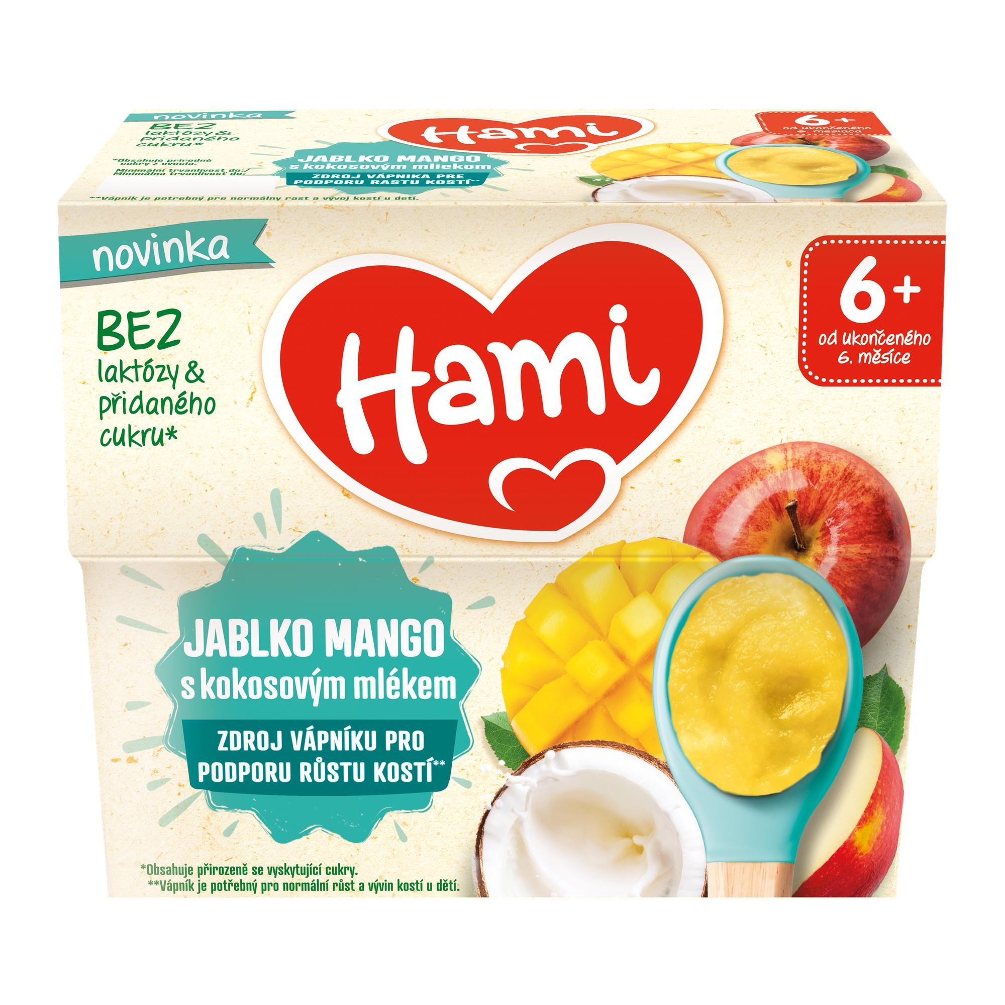 Hami Jablko mango s kokosovým mlékem 4 × 95 g