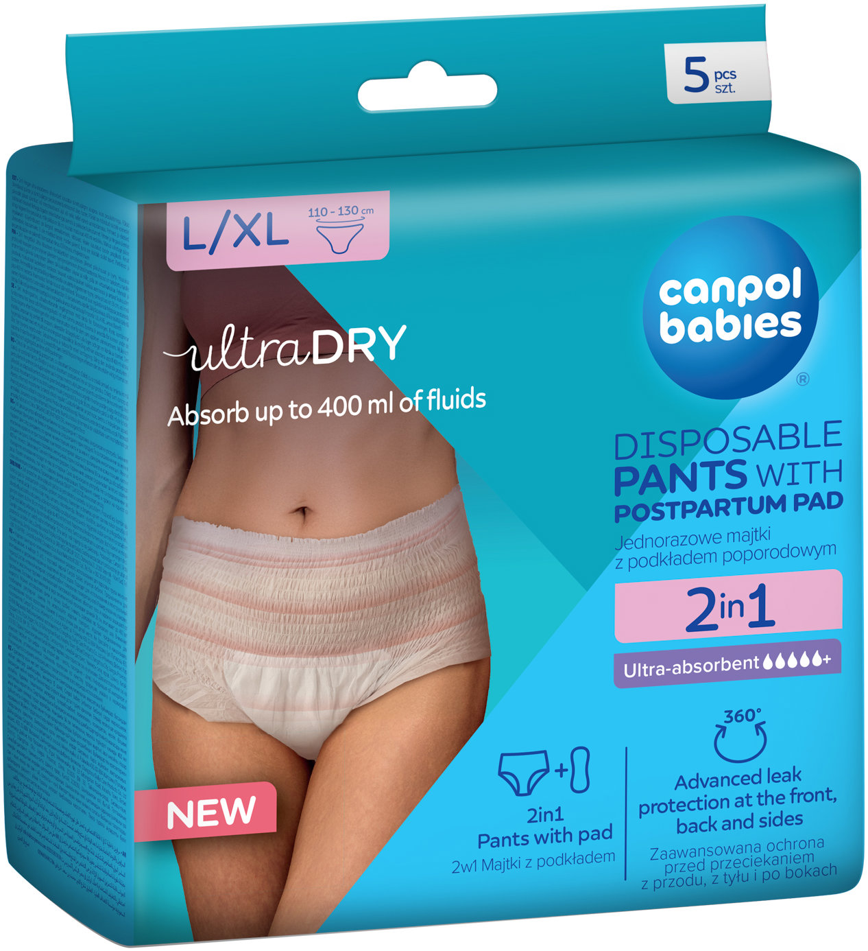 Canpol babies Jednorázové poporodní kalhotky s vložkou 2v1 L/XL 5 ks
