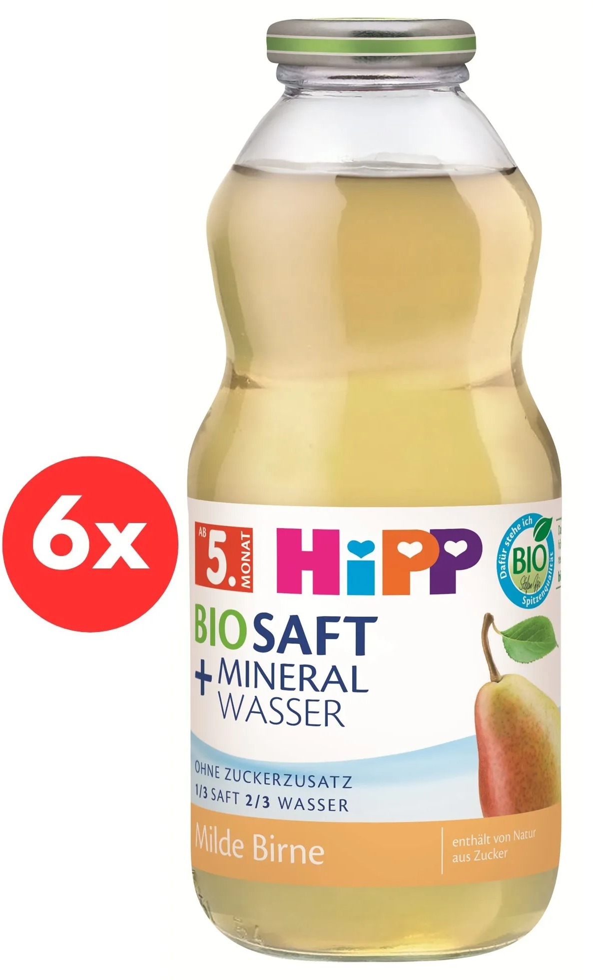 HiPP BIO Hruška s neperlivou pramenitou vodou 6× 500 ml