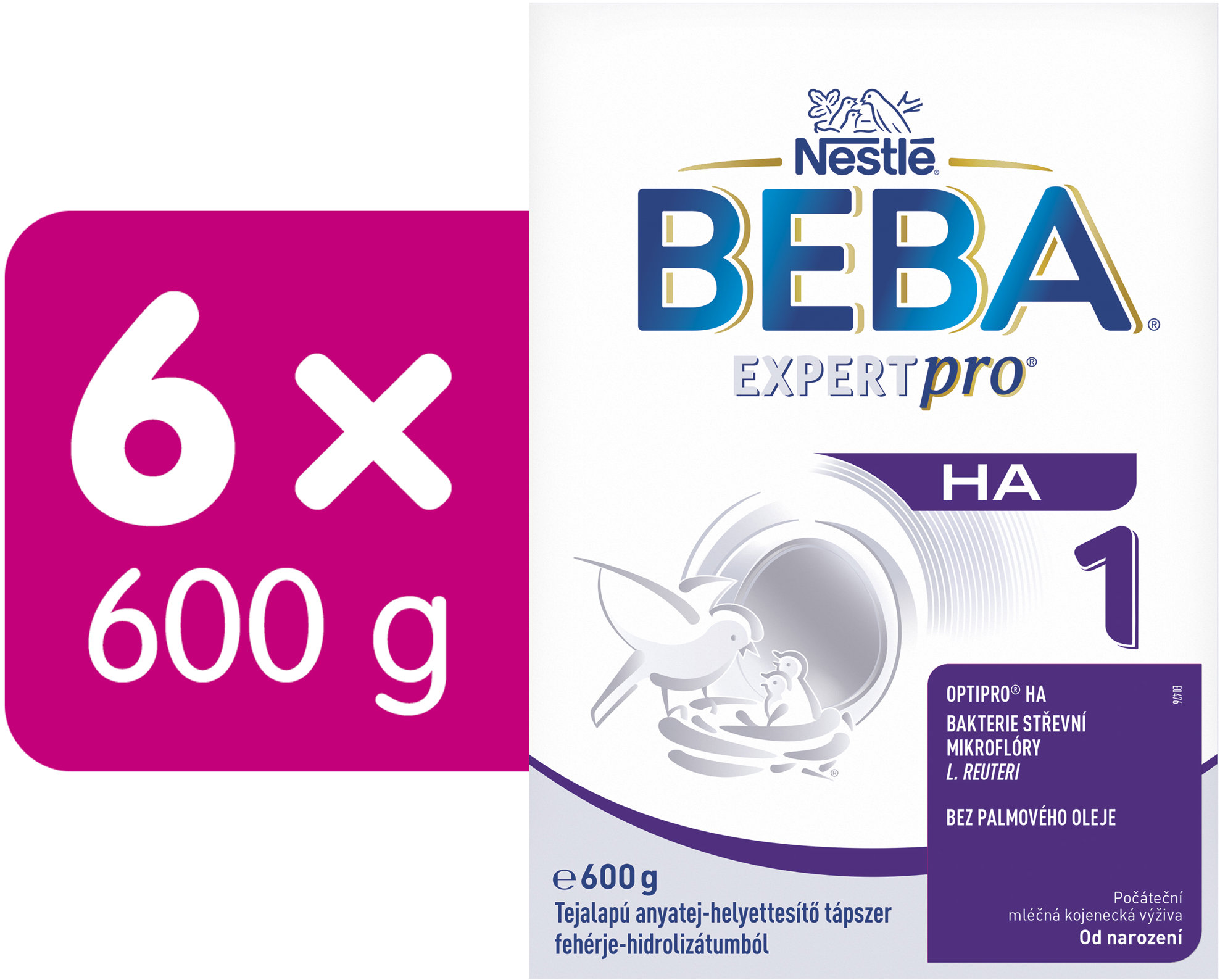 BEBA EXPERTpro HA 1, kojenecká výživa od narození, 6× 600 g