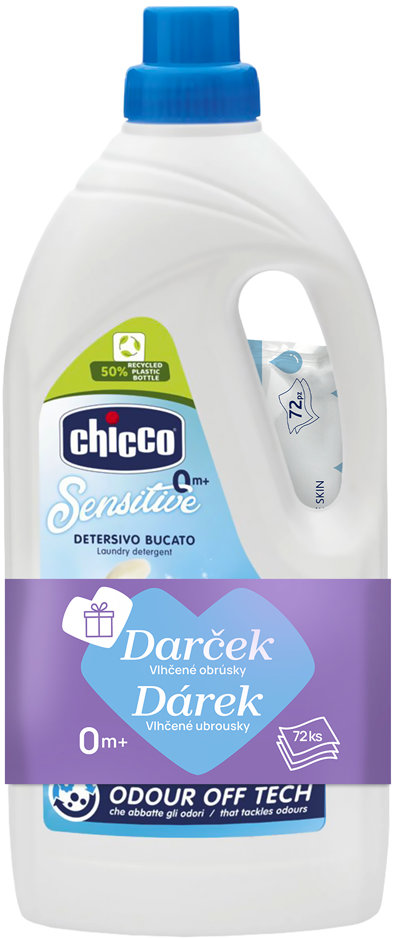 CHICCO Sensitive 1,5 l  + vlhčené ubrousky 72 ks