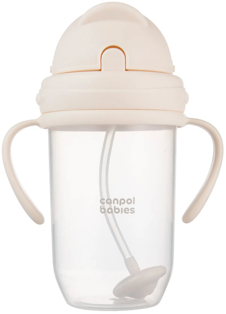 Canpol babies nevylévací hrneček se slámkou a závažím krémový 270 ml