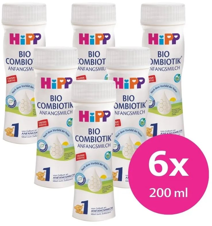 HiPP 1 BIO Combiotik počáteční tekutá kojenecká výživa 6× 200 ml