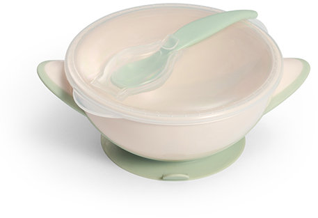 BabyOno uzavíratelná s přísavkou a lžičkou, krémově šalvějová