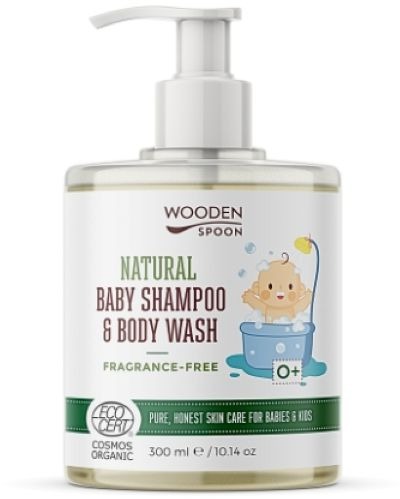 Wooden Spoon Sprchový šampon a gel na vlasy 2v1 bez parfemace 300 ml