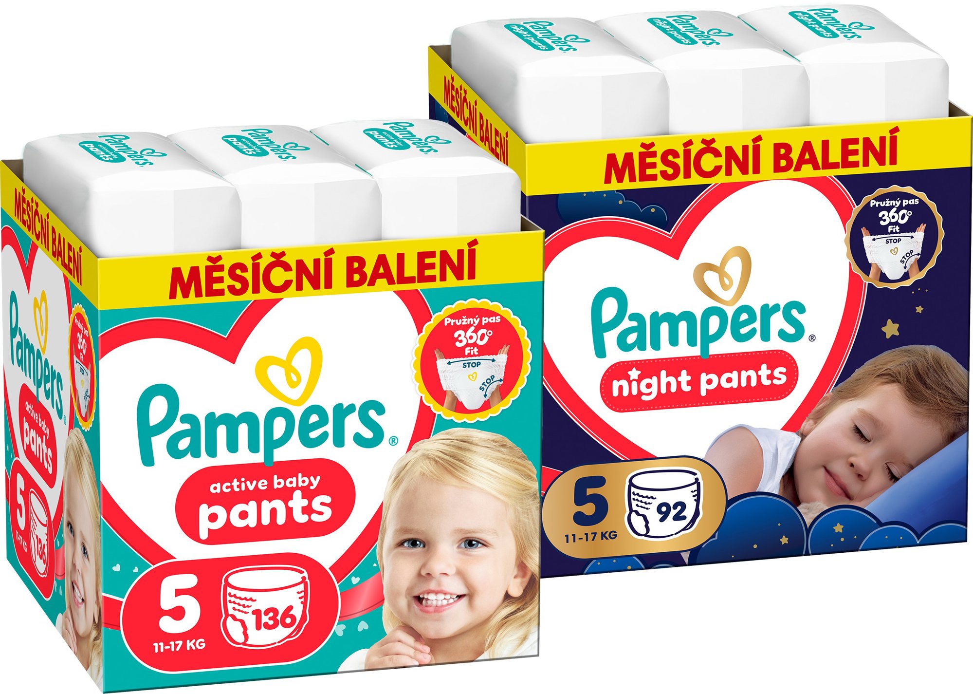 PAMPERS Pants Night vel. 5 (92 ks) + PAMPERS Pants vel. 5 (136 ks)