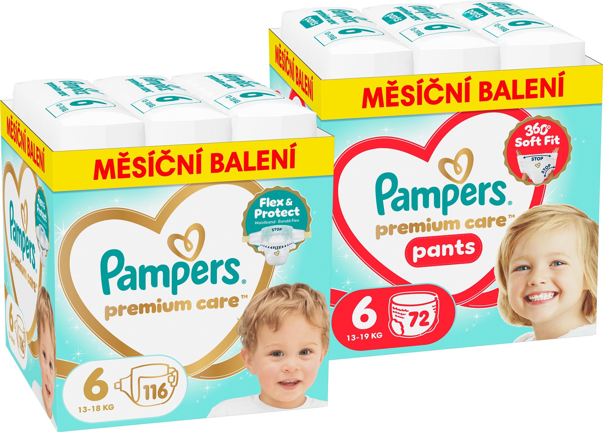 PAMPERS Premium Care Pants vel. 6 (72 ks) + PAMPERS Premium Care vel. 6 (116 ks)