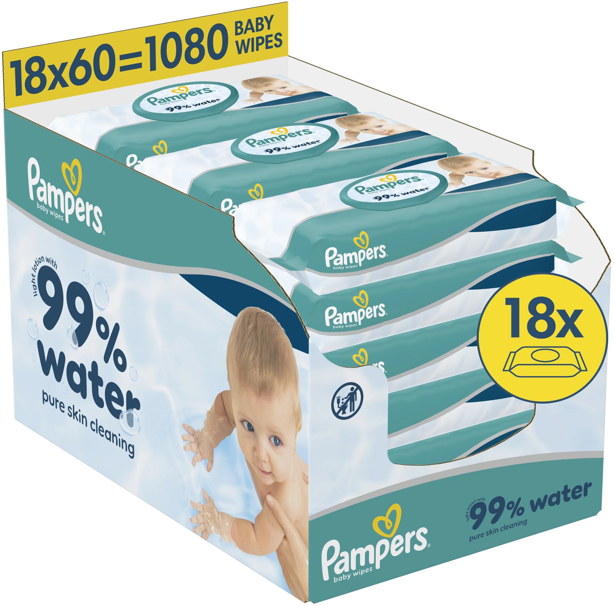 PAMPERS 99 % Water 1080 ks (18× 60 ks)