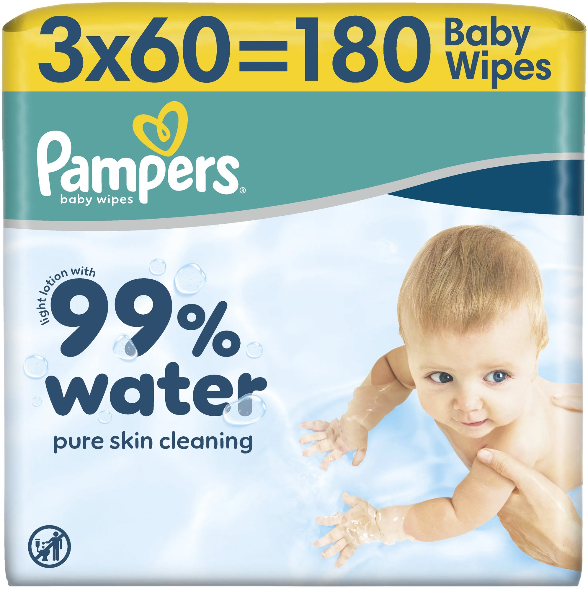 PAMPERS 99 % Water 180 ks (3× 60 ks)