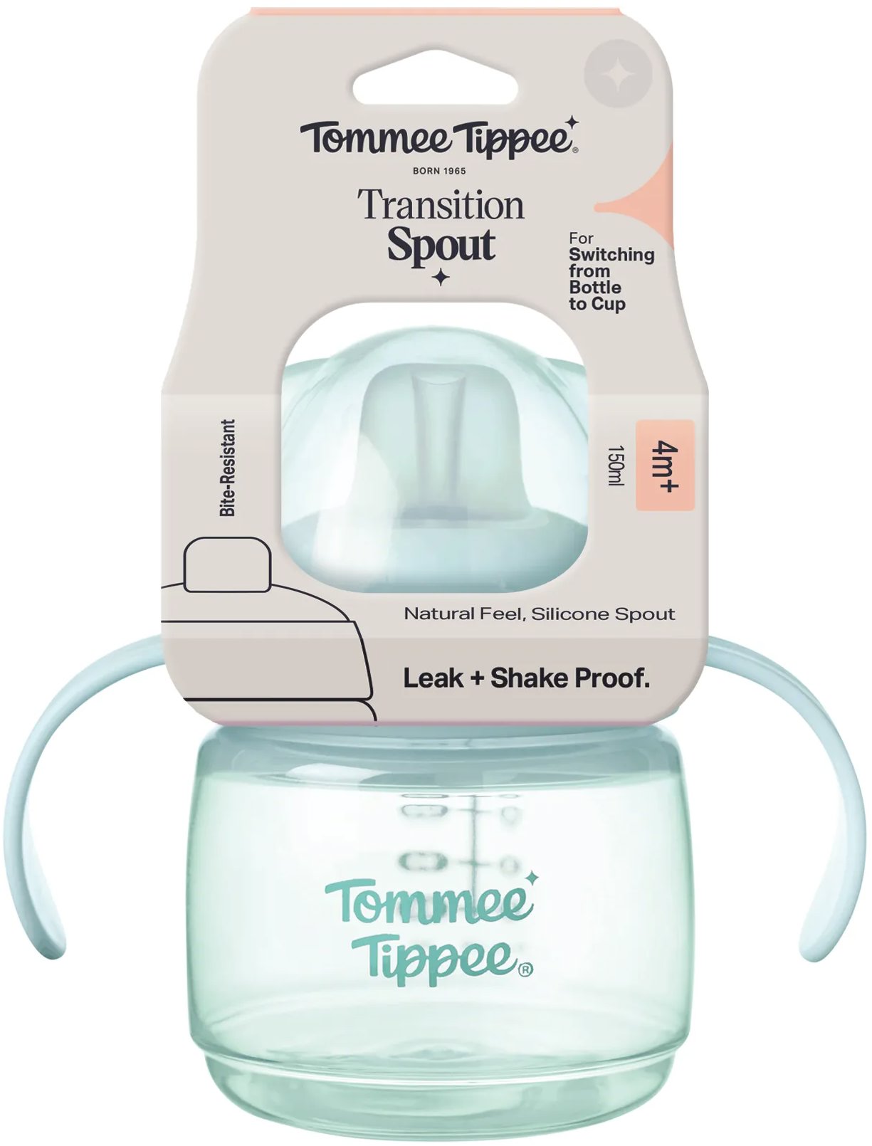 Tommee Tippee Transition netekoucí hrneček s hubičkou, 150 ml, 4m+, modrý