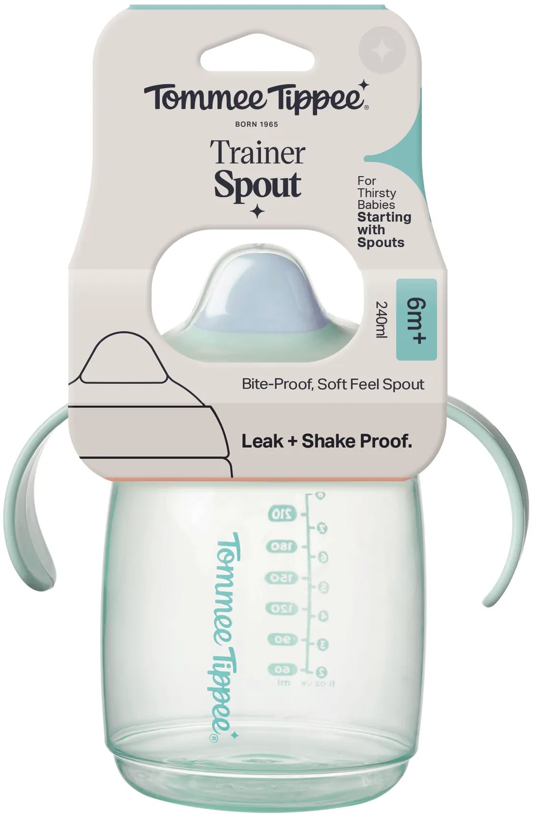 Tommee Tippee tréninkový hrneček se savičkou, 240 ml, 6m+, zelený